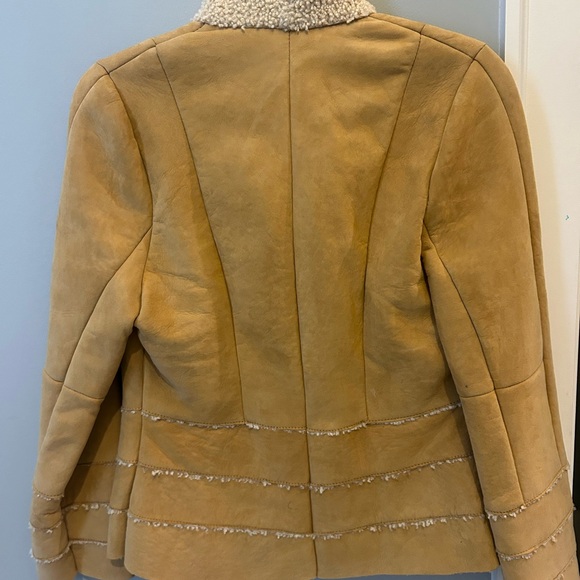 Genuine New Zealand Baby lamb Cozy Tan Suede Teddy Jacket for Women - Picture 7 of 7